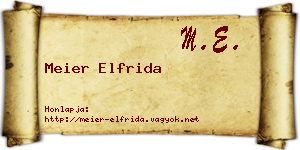 Meier Elfrida névjegykártya